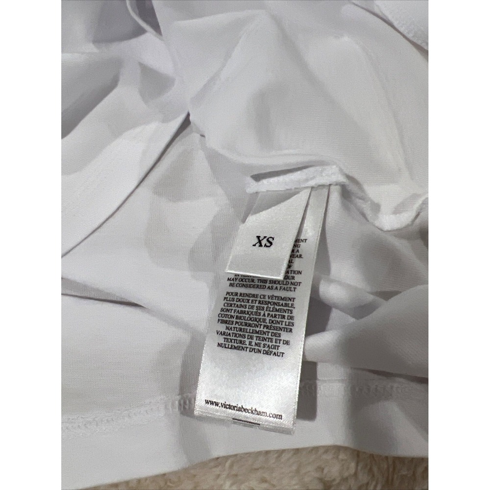 NWT $195 VICTORIA BECKHAM Organic Cotton-jersey T-Shirt Striped Neckline/XS - Picture 7 of 7